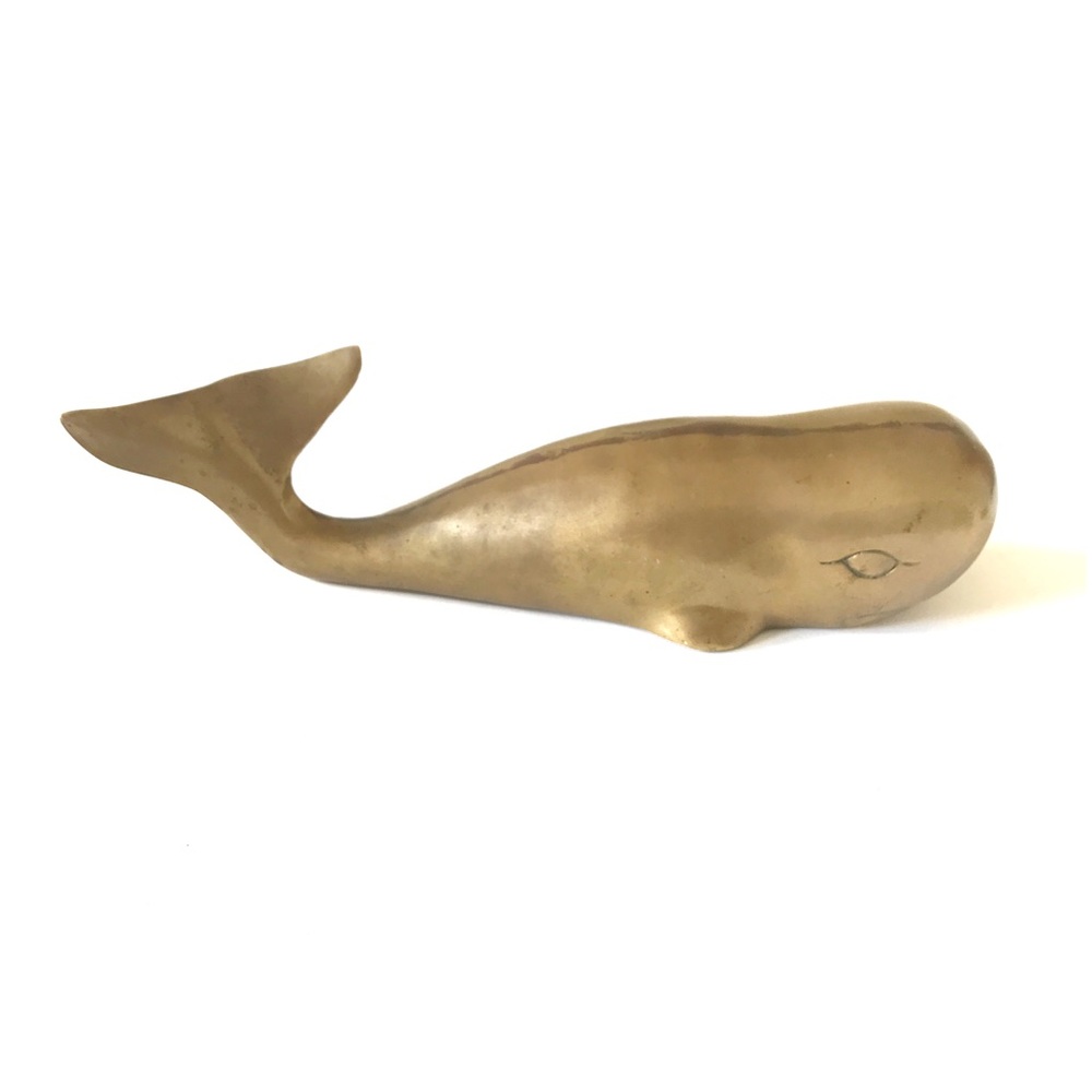 SOLD Vintage Solid Brass Large Whale Paperweight - Picture 4 of 6